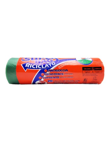 offerta Frio Superbag Riciclato Sacchi Verdi Nettezza con Legacci di Chiusura 20 Pz 34 L 55x65 cm