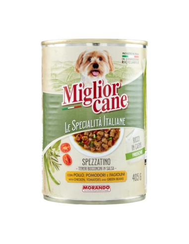 offerta Morando Migliorcane Specialità Italiane Bocconcini Spezzatino Pollo Pomodori e Fagiolini 405 g