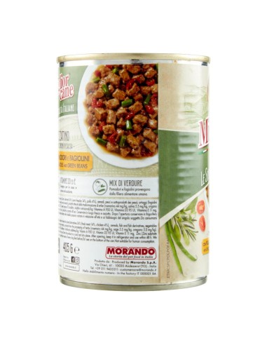 offerta Morando Migliorcane Specialità Italiane Bocconcini Spezzatino Pollo Pomodori e Fagiolini 405 g