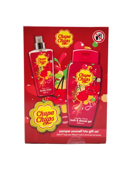 offerta Chupa Chups Set Regalo Cheeky Cherry Bagnodoccia e Spray Corpo con Spugna