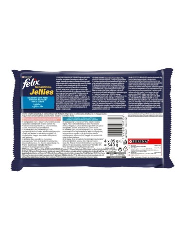 offerta Purina Felix Sensations Jellies Cibo Umido per Gatti Salmone e Trota in Gelatina 4x85 g