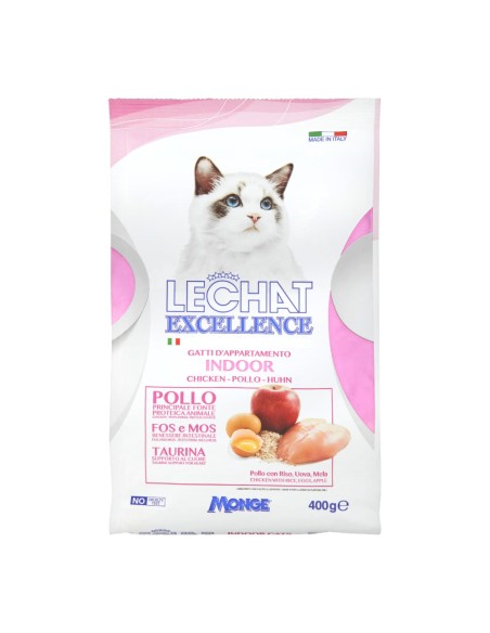 offerta LeChat Excellence Indoor Cibo Secco  per Gatti d'Appartamento con Pollo 400 g