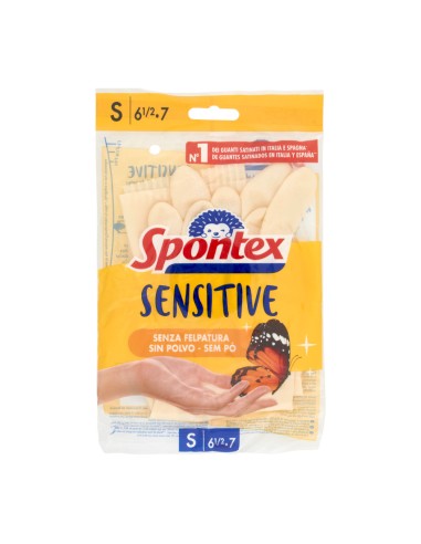 offerta Spontex Sensitive Guanti in Lattice Naturale Senza Felpatura Taglia S