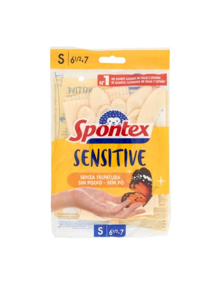 offerta Spontex Sensitive Guanti in Lattice Naturale Senza Felpatura Taglia S