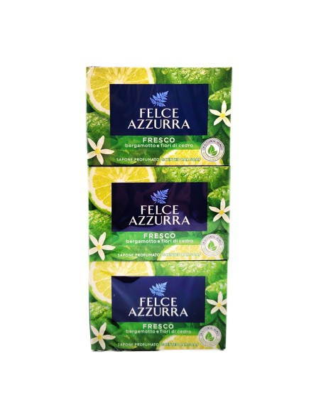 offerta Felce Azzurra Sapone Solido Fresco Fragranza Bergamotto e Fiori di Cedro 3x100 g