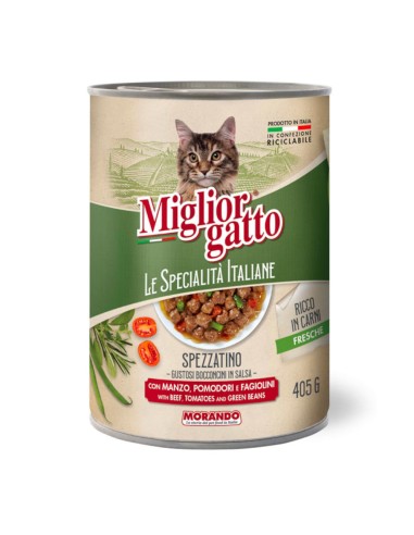 offerta Morando Migliorgatto Specialità Italiane Bocconcini Spezzatino Manzo Pomodorini e Fagiolini 405 g