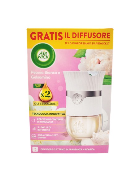offerta Air Wick Diffusore Elettrico con Ricarica Infusi di Oli Essenziali Peonia Bianca e Gelsomino19 ml
