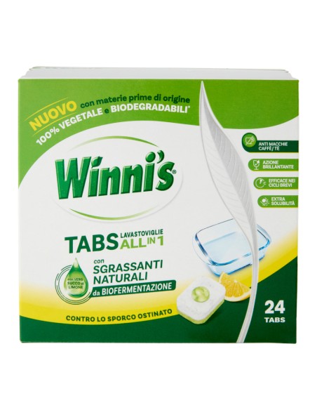 offerta Winni's Tabs Lavastoviglie All in 1 con Vero Succo di Limone e Sgrassanti Naturali 24 Tabs