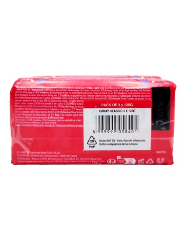 offerta Camay Saponetta Classic Fragranza Rosa Rossa e Garofano 3x125 g