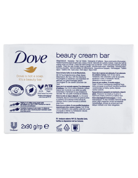 offerta Dove Beauty Cream Bar Sapone Solido con 1/4 di Crema Idratante 2x90 g