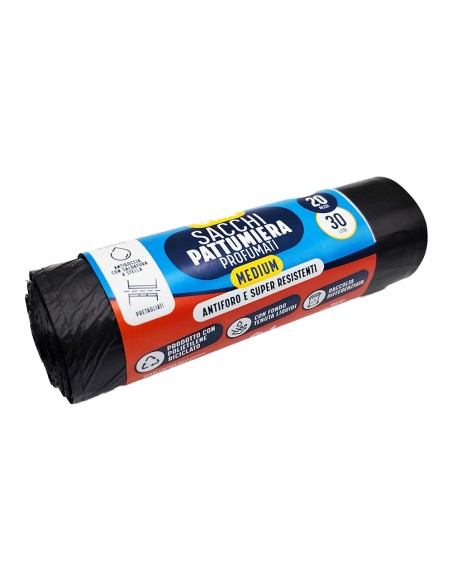 offerta Utm Sacchi Pattumiera Profumati Formato Medium 50x60 Cm Colore Nero 30 Litri 20 Pz