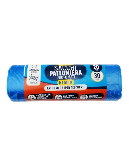 offerta Utm Sacchi Pattumiera Profumati Formato Medium 50x60 Cm Colore Blu 30 Litri 20 Pz