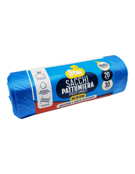 offerta Utm Sacchi Pattumiera Profumati Formato Medium 50x60 Cm Colore Blu 30 Litri 20 Pz