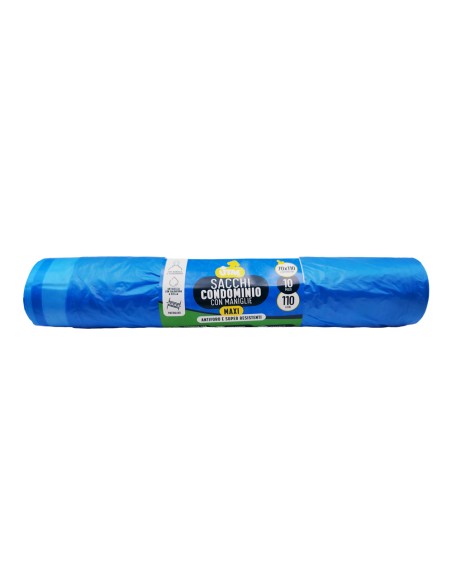 offerta Utm Sacchi Condominio con Maniglie Formato Maxi Colore Blu 110 Litri 70x110 cm 10 Pz