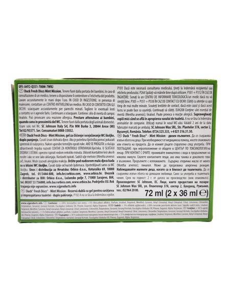 offerta Anitra Wc Duck Fresh Discs Ricariche Fragranza Mint Mission 2x36 ml