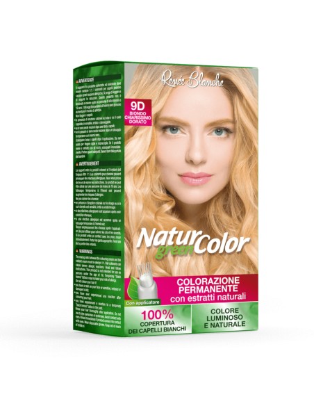 offerta Renée Blanche Natur Color Green Colorazione Permanente Capelli 9D Biondo Chiarissimo Dorato