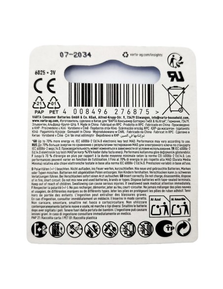 offerta Varta Batteria a Bottone con Litio 3V CR2025 1 Pz