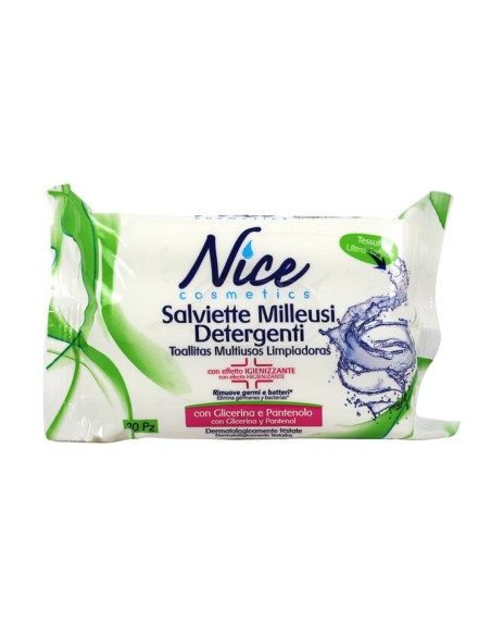 offerta Nice Cosmetics Salviette Milleusi Detergenti Umidificate Effetto Igienizzante 20 Pz