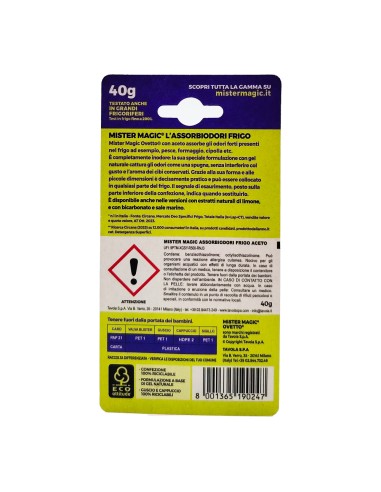 offerta Mister Magic Ovetto Assorbiodori Frigo Gel Naturale Inodore con Aceto 40 g