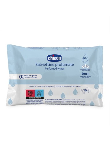 offerta Chicco Salviettine Profumate 0% Alcool e Sapone per Pelli Sensibili 16 Pz
