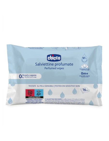 offerta Chicco Salviettine Profumate 0% Alcool e Sapone per Pelli Sensibili 16 Pz