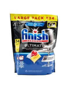 Finish Powerball Ultimate All In 1 Limone  Pastiglia Detergente Lavastoviglie 34 Tabs