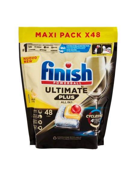 offerta Finish Powerball Ultimate Plus All In 1 Limone  Pastiglia Detergente Lavastoviglie 48 Tabs