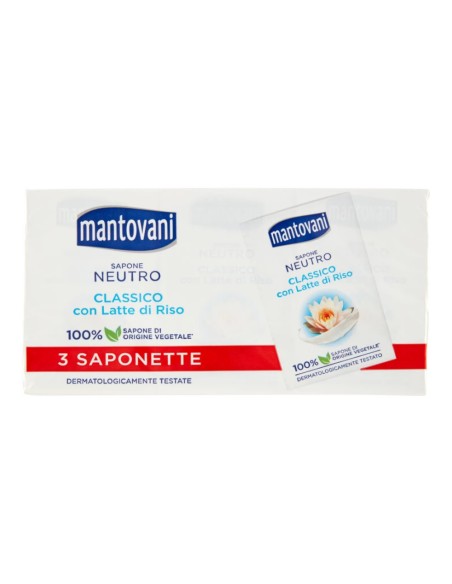 offerta Mantovani Sapone Solido Neutro Classico con Latte di Riso 3x90 g