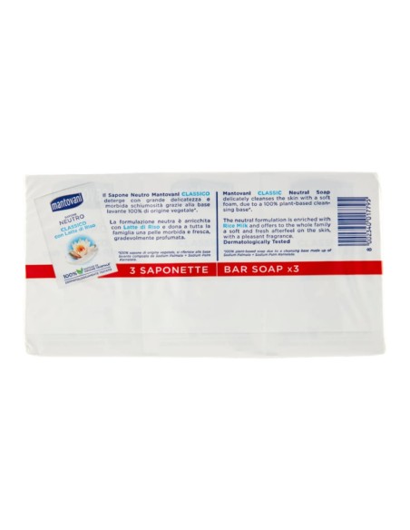 offerta Mantovani Sapone Solido Neutro Classico con Latte di Riso 3x90 g