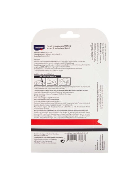 offerta Vitakraft Sport-On Antiparassitario Fipronil per Cani di Taglia Piccola 3 Pz