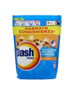 Dash Pods Ambra Detersivo Lavatrice in Capsule con 5 Azioni 50 Pods