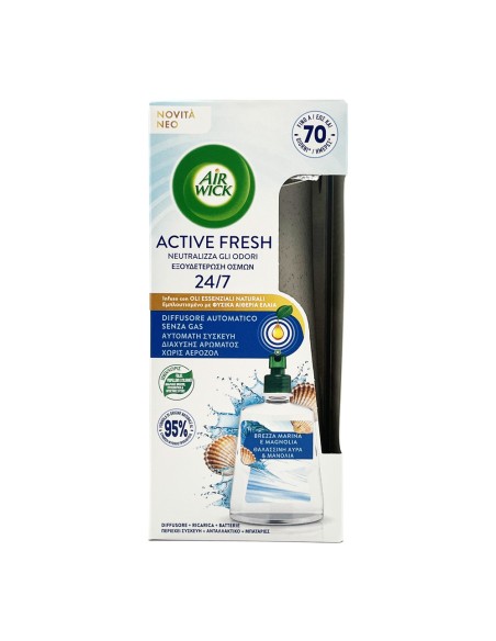 offerta Air Wick Active Fresh Diffusore Automatico Senza Gas con Ricarica Brezza Marina e Magnolia 228 ml