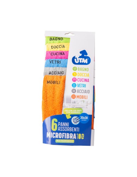 offerta Utm Set 6 Panni Multisuperficie 100% Microfibra