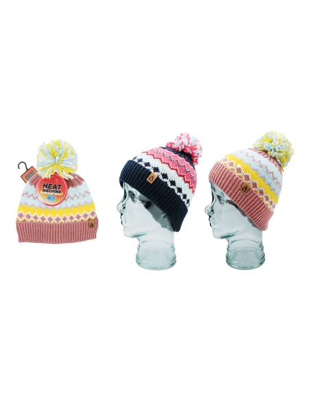 offerta Heat Machine Cappello Motivo a Righe Nordiche con Pompom