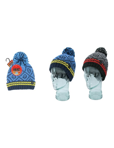 offerta Heat Machine Cappello a Strisce Nordiche con Pompom