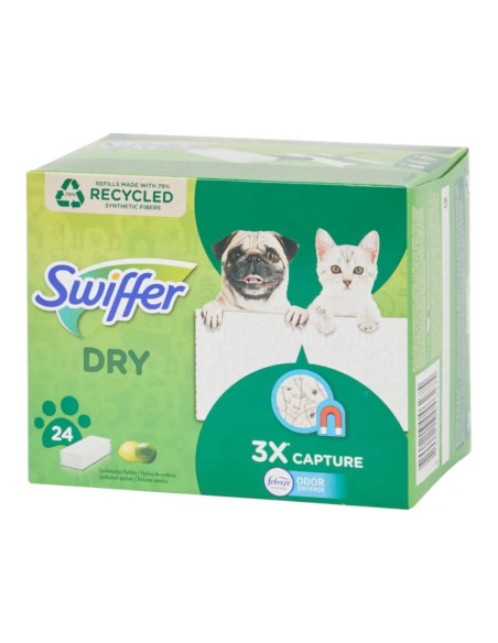 offerta Swiffer Dry Pet Febreze Panni Cattura Polvere per Pavimenti Profumati 24 Pz