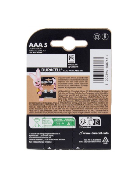 offerta Duracell Simply Batterie Alcaline AAA Mini Stilo 1,5 V 5 Pz