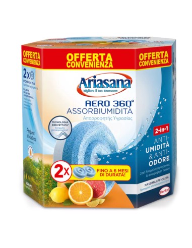 offerta Ariasana Ricariche Tab Aero 360 Gradi Assorbiumidità Fragranza Agrumi 2 Pz 