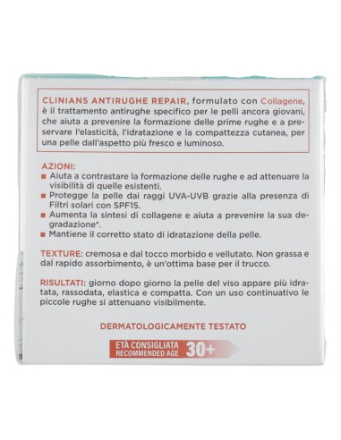 offerta Clinians Antirughe Repair Crema Viso Trattamento Rassodante SPF 15 50 ml