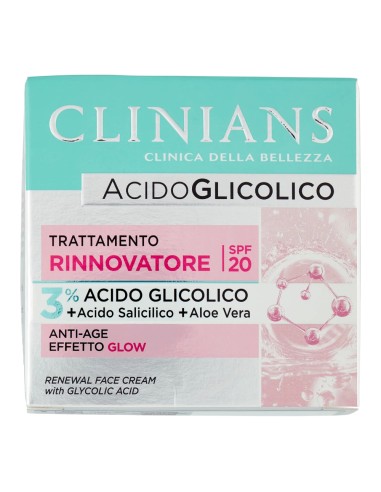 offerta Clinians Acido Glicolico Crema Viso Trattamento Rinnovatore SPF 20 Anti Age 50 ml