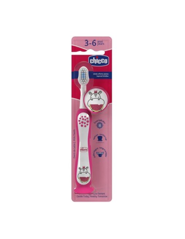 offerta Chicco Spazzolino Bambina 3-6 Anni con Copritestina Hippo Colore Rosso