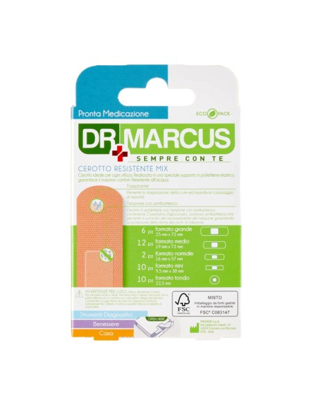 offerta Dr Marcus Pronta Medicazione Cerotto Resistente Mix 5 Formati 40 Pz