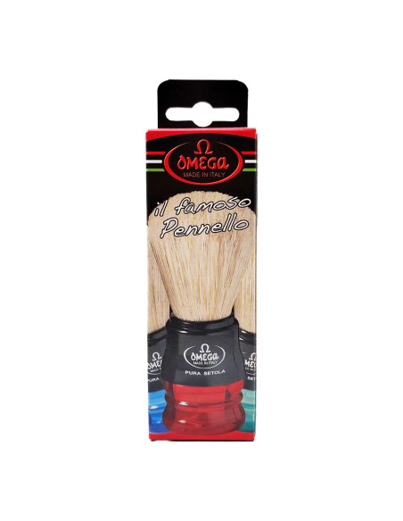 offerta Omega Pennello da Barba 10077 Pura Setola di Maiale Fondo Trasparente Colorato 1 Pz