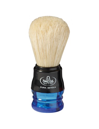 offerta Omega Pennello da Barba 10077 Pura Setola di Maiale Fondo Trasparente Colorato 1 Pz