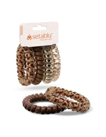 offerta Setablu Elastici per Capelli a Spirale in Plastica Colori Assortiti Beige e Oro 4 Pz