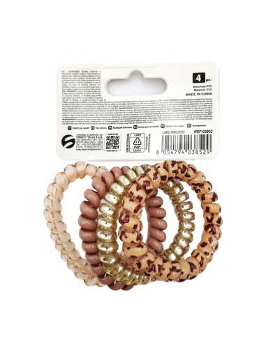 offerta Setablu Elastici per Capelli a Spirale in Plastica Colori Assortiti Beige e Oro 4 Pz