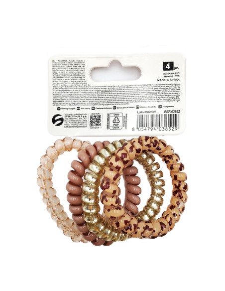 offerta Setablu Elastici per Capelli a Spirale in Plastica Colori Assortiti Beige e Oro 4 Pz