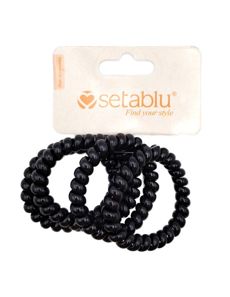 offerta Setablu Elastici per Capelli a Spirale in Plastica Colore Nero 4 Pz