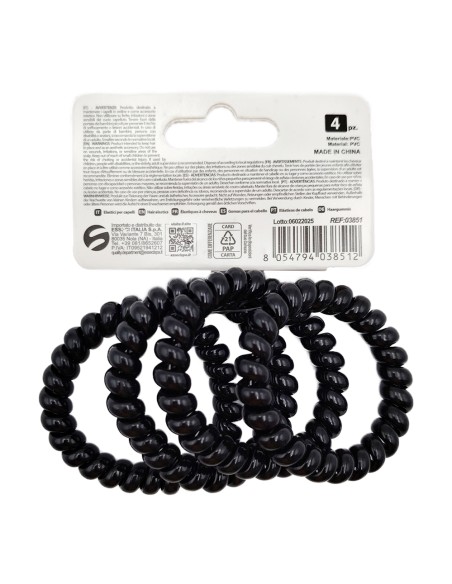 offerta Setablu Elastici per Capelli a Spirale in Plastica Colore Nero 4 Pz