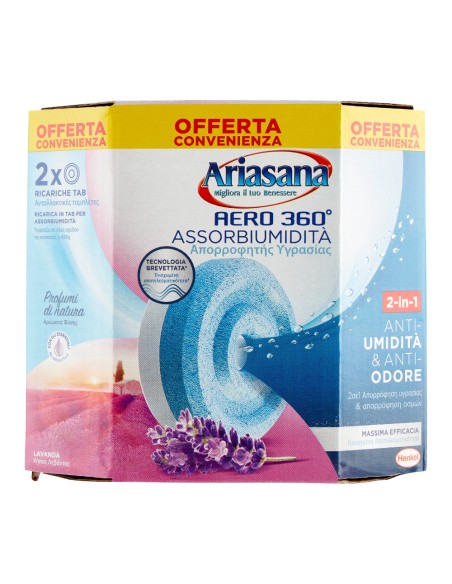 offerta Ariasana Ricariche Tab Aero 360 Gradi Assorbiumidità Fragranza Lavanda Relax 2 Pz 